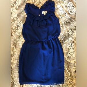 Sweet Storm Blue Ruffled Smocked Sundress Small